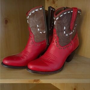 Lucchese Red and Brown Heeled Boots